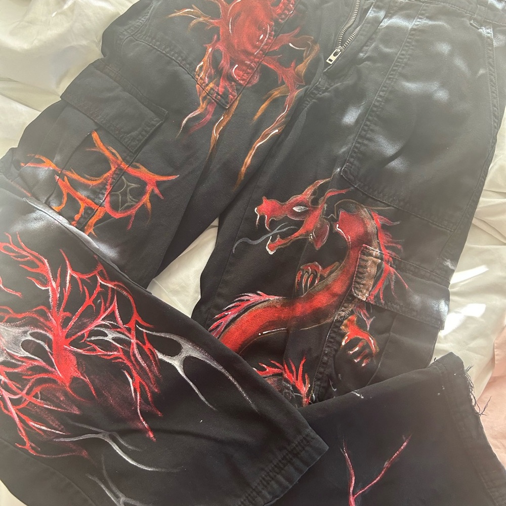 Aeropostale Black and Red Dragon Jeans